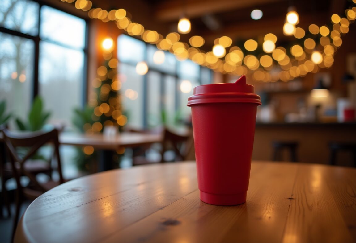 Taza roja de Starbucks para la temporada navideña