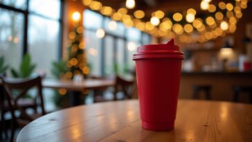 Taza roja de Starbucks para la temporada navideña