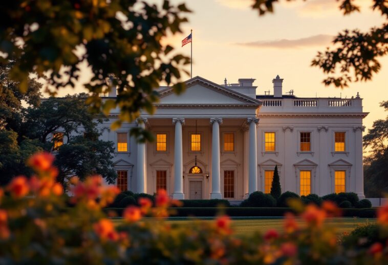 Vista moderna de la Casa Blanca durante la administración Trump