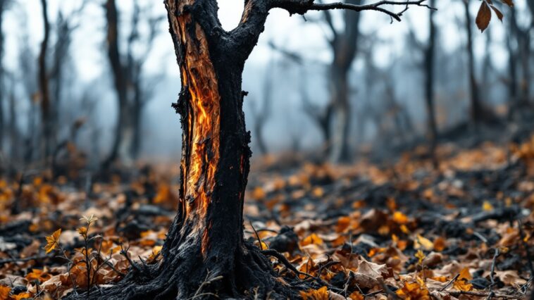 Droni volanti sopra un incendio forestale attivo