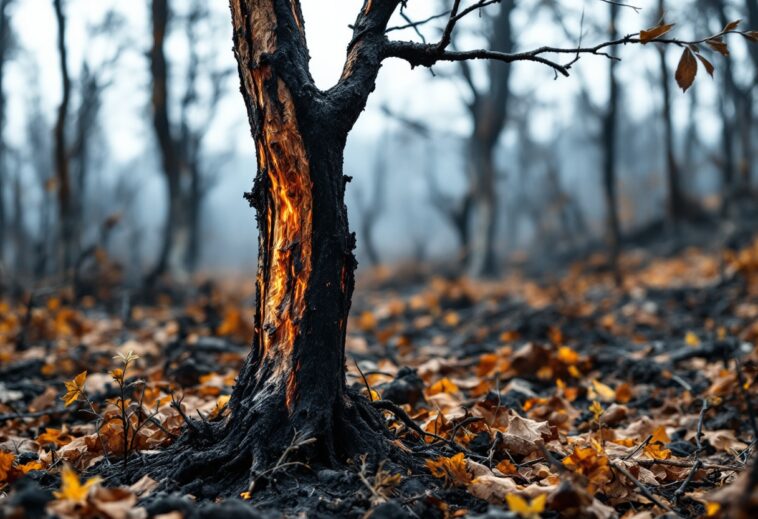 Droni volanti sopra un incendio forestale attivo