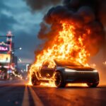 Tesla Cybertruck in fiamme durante un incendio a Las Vegas