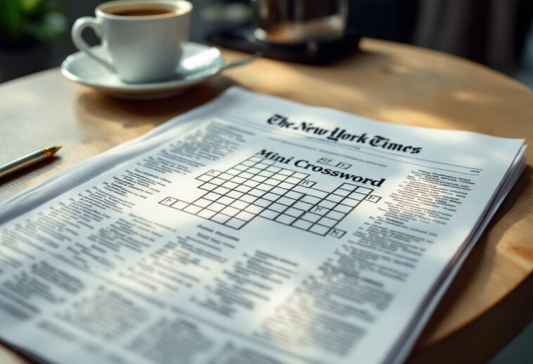 Immagine del Mini Crossword del New York Times con indizi